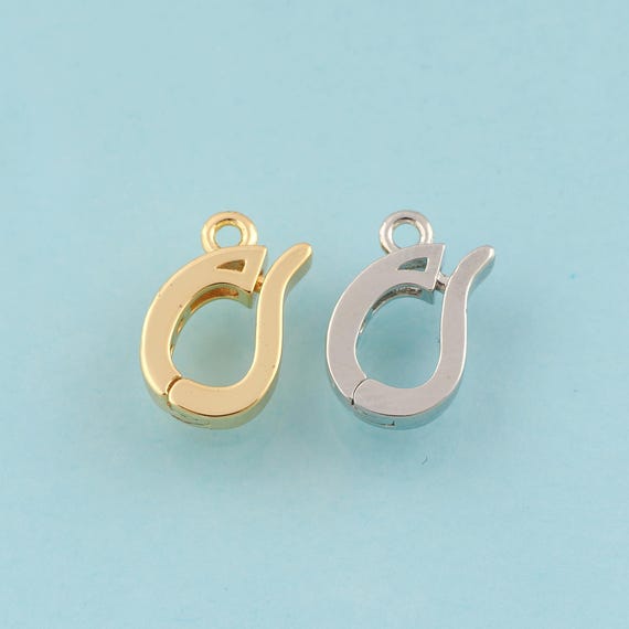 Gold Snap Clasp,Push Door Jewelry Clasp,Snap Clasp for DIY Jewelry Making,18K Gold & Rhodium