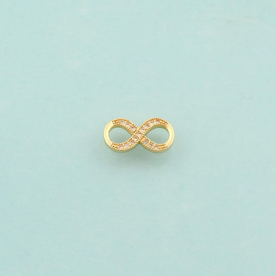 Gold CZ Infinity Connector,Infinity Jewelry Connector,Infinity Connector for DIY Jewelry Making,18K Gold