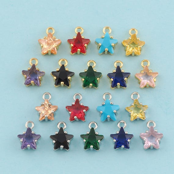 5 pcs Gold CZ Mini Star Charms,Star Jewelry,Star Pendant for DIY Jewelry Making,18K Gold & Rhodium