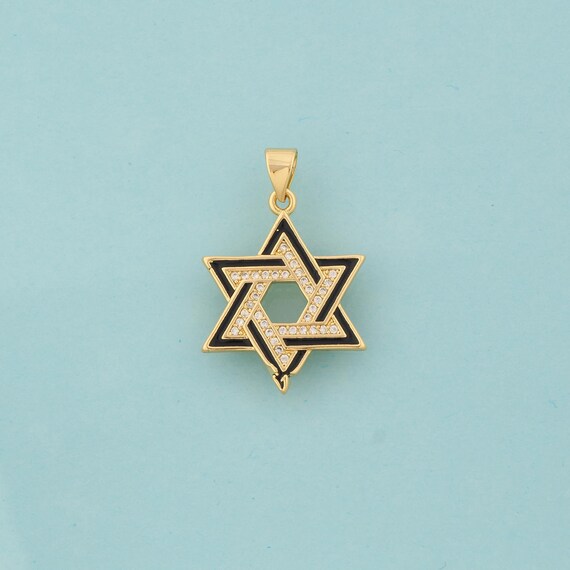 Gold CZ David Star Charms,Jewish Star Jewelry,Hexagram Pendant for DIY Jewelry Making,18K Gold