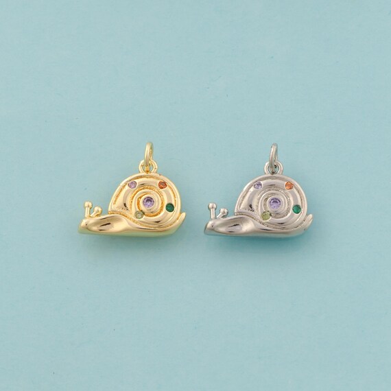Gold CZ Snail Charms,Animal Jewelry,Snail Pendant for DIY Jewelry Making,18K Gold