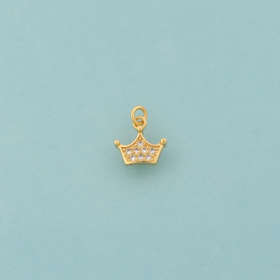 Gold CZ Crown Charms,King Crown Jewelry,Crown Pendant for DIY Jewelry Making,18K Gold