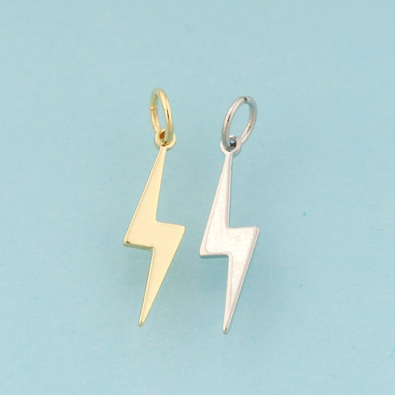 Gold Lightning Charms,Minimalist Jewelry,Lightning Pendant for DIY Jewelry Making,18K Gold & Rhodium