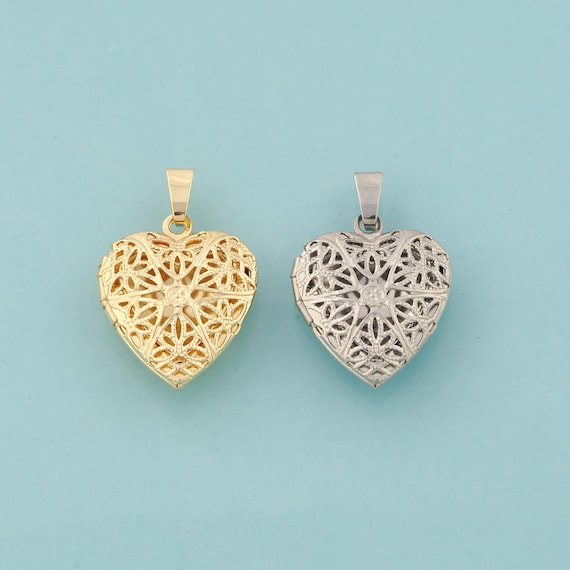 Gold Heart Charms,Love Jewelry,Photo Frame Pendant for DIY Jewelry Making,18K Gold