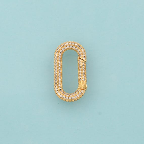 Gold Push Door Clasp,Snap Jewelry Clasp,Oval Clasp for DIY Jewelry Making,18K Gold