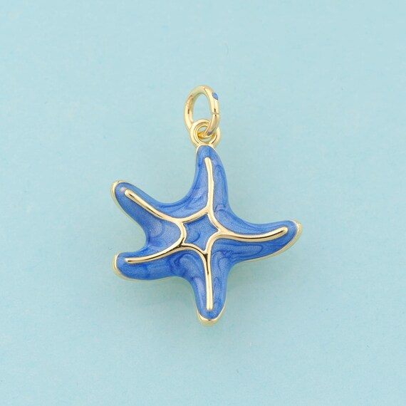 Gold Enamel Starfish Charms,Marine Life Jewelry,Starfish Pendant for DIY Jewelry Making,18K Gold