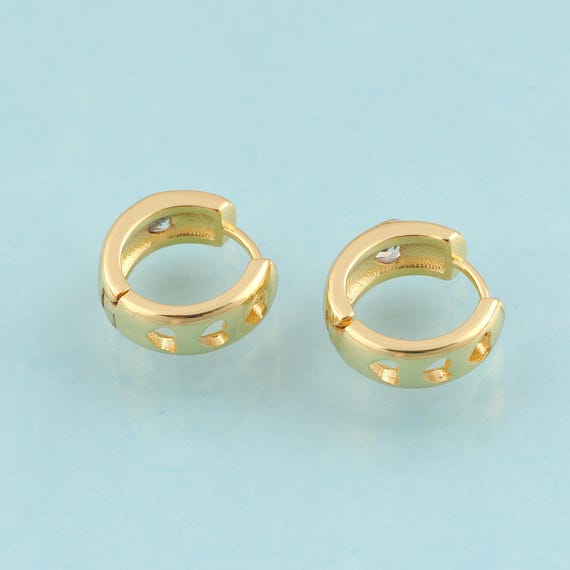 Gold Heart Earrings,Hugging Hoop Jewelry Earrings,Hoop Earrings,Gift for Her,18K Gold