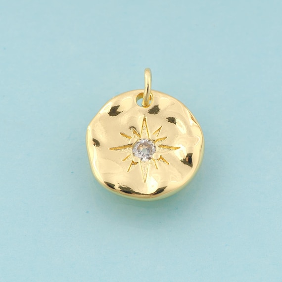 Gold CZ Polaris Charms,Round Jewelry,Polaris Pendant for DIY Jewelry Making,18K Gold