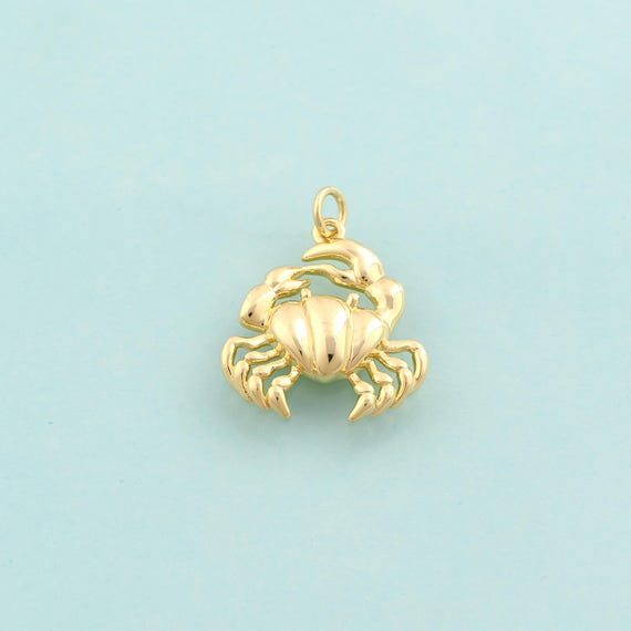 Gold Crab Charms,Marine Life Jewelry,Crab Pendant for DIY Jewelry Making,18K Gold