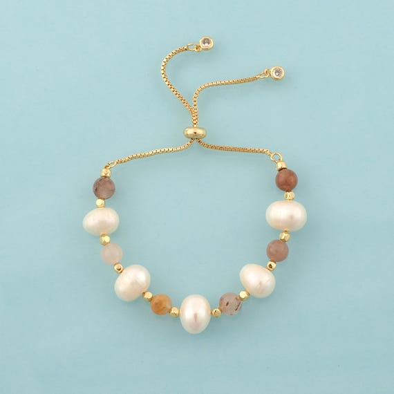 Gold Pearl Bracelet,Box Jewelry Bracelet,Telescopic Chain Bracelet for DIY Jewelry Making,18K Gold