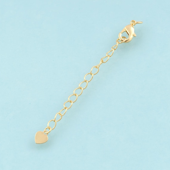 Gold Extended Chain,Lobster Claw Clasp,Extended Jewelry Chain,Heart Extended Chain for DIY Jewelry Making,18K Gold