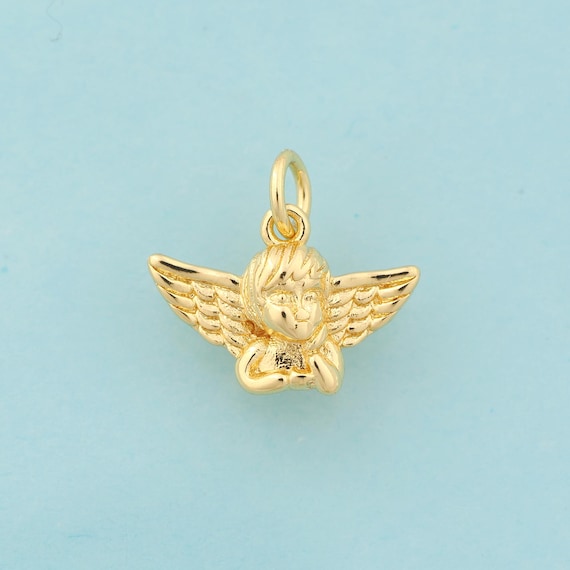 Gold Angel Charms,Angel Jewelry,Angel Pendant for DIY Jewelry Making,18K Gold