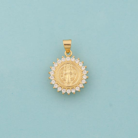 Gold CZ Jesus Charms,Religious Jewelry,Christian Pendant for DIY Jewelry Making,18K Gold
