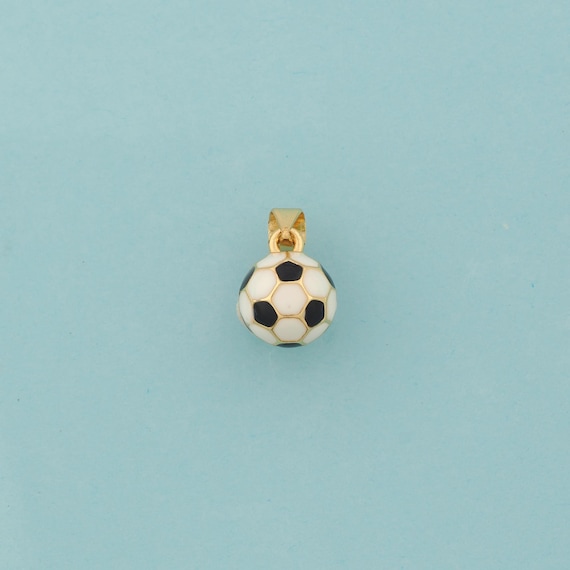 Gold Football Charms,Sports Jewelry,Enamel Football Pendant for DIY Jewelry Making,18K Gold