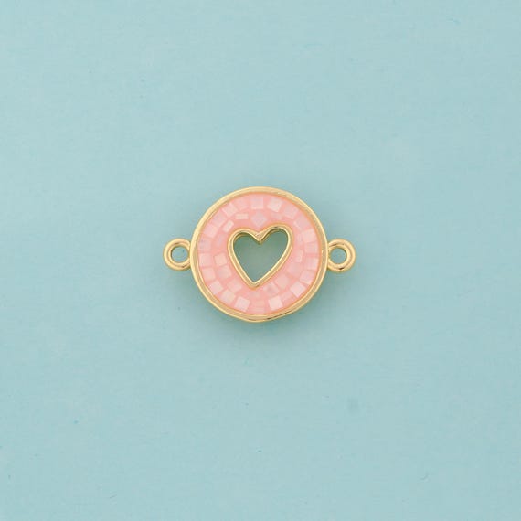 Gold Heart Connector,Heart Jewelry Connector,Heart Connector for DIY Jewelry Making,18K Gold