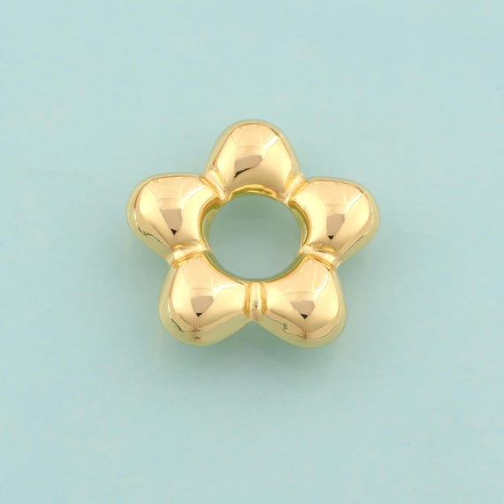 Gold Puffed Flower Charms,Flower Jewelry,Flower Pendant for DIY Jewelry Making,18K Gold