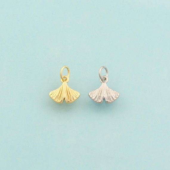 Gold Ginkgo Leaf Charms,Leaf Jewelry,Ginkgo Leaf Pendant for DIY Jewelry Making,18K Gold