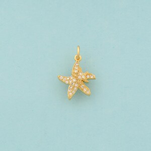 Gold CZ Starfish Charms,Starfish Jewelry,Starfish Pendant for DIY Jewelry Making,18K Gold
