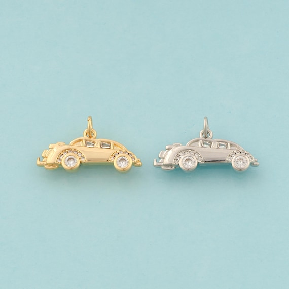 Gold CZ Car Charms,Car Jewelry,Car Pendant for DIY Jewelry Making,18K Gold