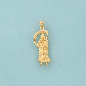 Gold Santa Muerte Charms,Santa Muerte Jewelry,Santa Muerte Pendant for DIY Jewelry Making,18K Gold