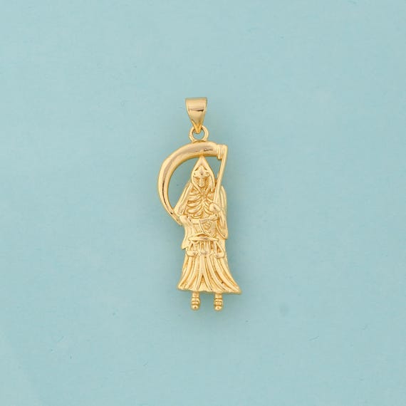 Gold Santa Muerte Charms,Santa Muerte Jewelry,Santa Muerte Pendant for DIY Jewelry Making,18K Gold