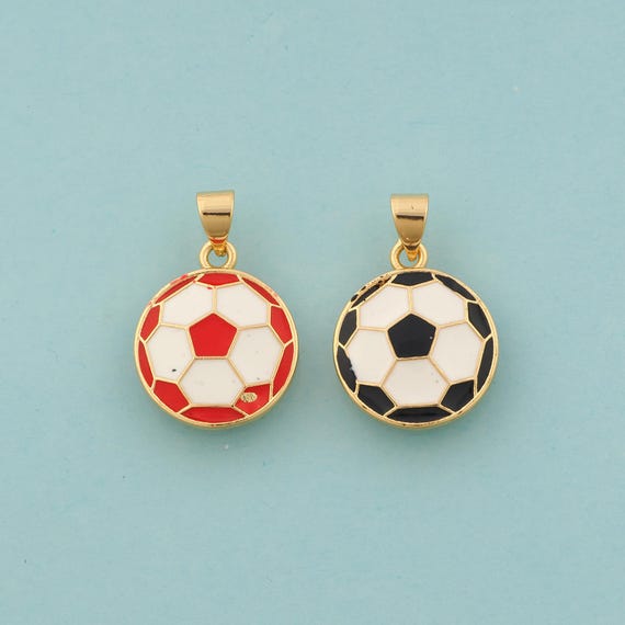 Gold Enamel Football Charms,Sports Jewelry,Football Pendant for DIY Jewelry Making,18K Gold