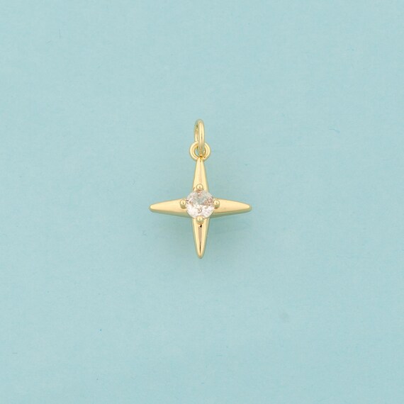 Gold Cross Star Charms,Cross Star Jewelry,CZ Cross Star Pendant for DIY Jewelry Making,18K Gold
