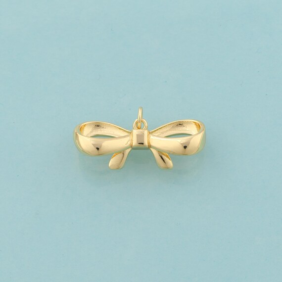 Gold Bow Charms,Tie Jewelry,Bow Pendant for DIY Jewelry Making,18K Gold