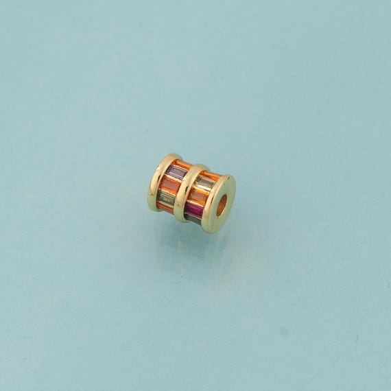 CZ Round Spacer Beads,Tube Beads,Round Tube Beads for DIY Jewelry Making,18K Gold