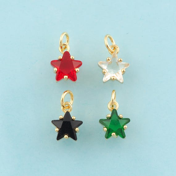 Gold CZ Star Charms,Star Jewelry,Star Pendant for DIY Jewelry Making,18K Gold