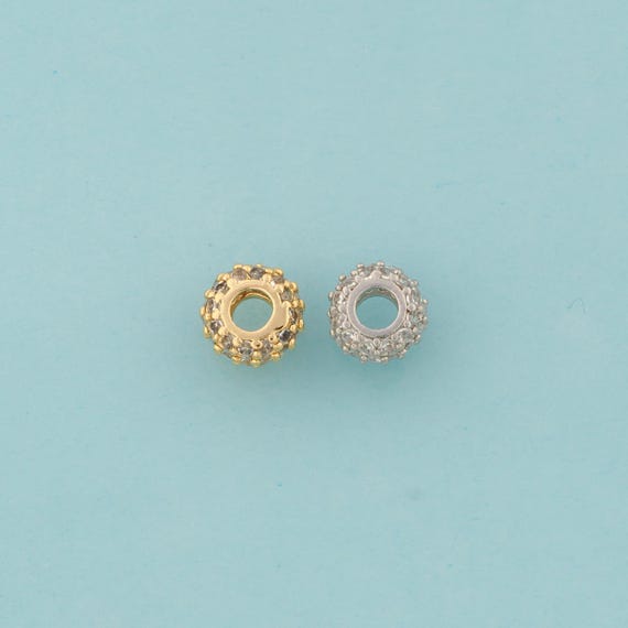 Round Spacer Beads,Tube Beads,Flat Beads for DIY Jewelry Making,18K Gold & Rhodium