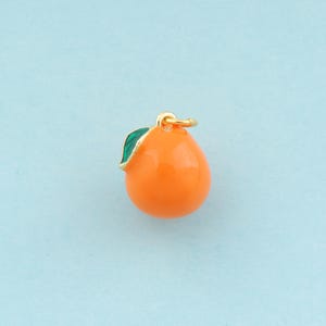 Gold Enamel Persimmon Charms,Fruit Jewelry,Persimmon Pendant for DIY Jewelry Making,18K Gold