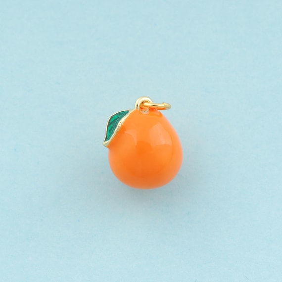 Gold Enamel Persimmon Charms,Fruit Jewelry,Persimmon Pendant for DIY Jewelry Making,18K Gold
