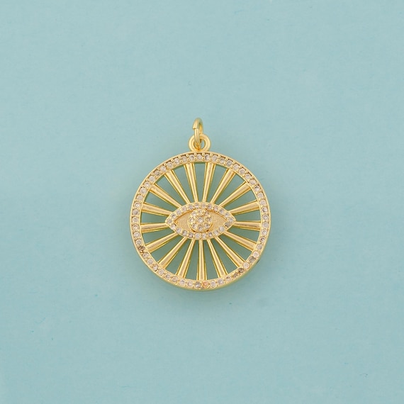 Gold CZ Evil Eye Charms,Devil Eye Jewelry,Eye Pendant for DIY Jewelry Making,18K Gold