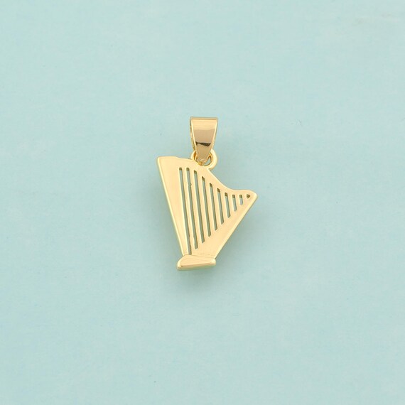 Gold Harp Charms,Harp Jewelry,Harp Pendant for DIY Jewelry Making,18K Gold