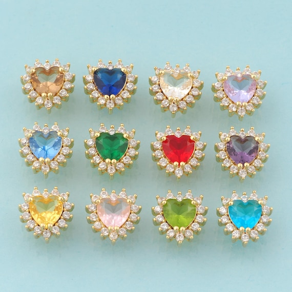 CZ Heart Spacer Beads,Heart Beads,Heart Beads for DIY Jewelry Making,18K Gold
