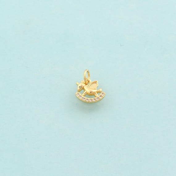Gold CZ Unicorn Charms,Unicorn Jewelry,Unicorn Pendant for DIY Jewelry Making,18K Gold