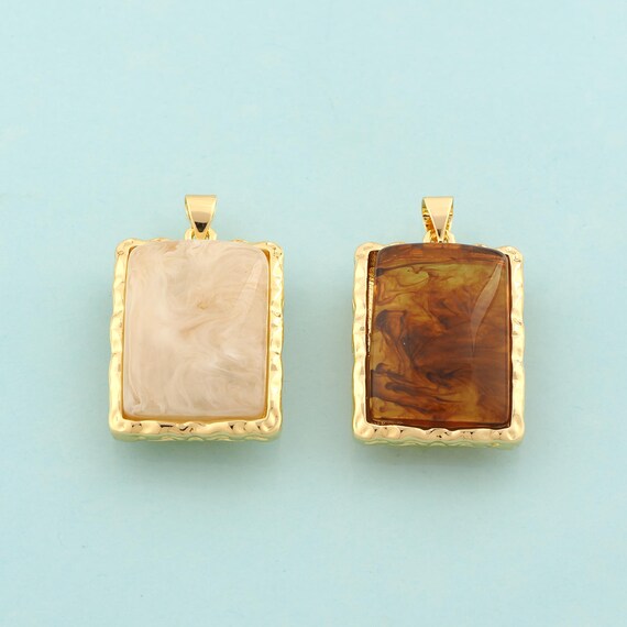 Gold Square Charms,Square Jewelry,Acrylic Square Pendant for DIY Jewelry Making,18K Gold