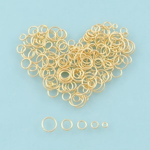 100 Stück Gold offene Biegeringe, runde Schmuck Biegeringe, Gold Biegeringe für DIY Schmuckherstellung, 14K Gold