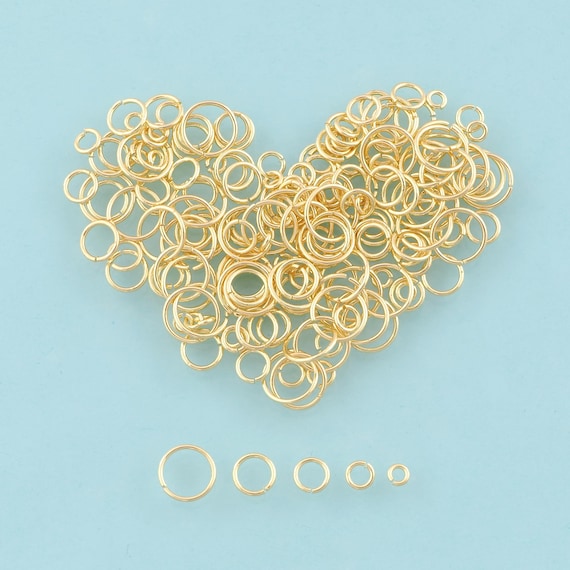 100 Pcs Gold Open Jump Rings,Round Jewelry Jump Rings,Gold Jump Rings for DIY Jewelry Making,14K Gold
