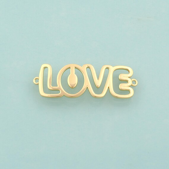 Gold LOVE Connector,Letter Jewelry Connector,LOVE Connector for DIY Jewelry Making,18K Gold