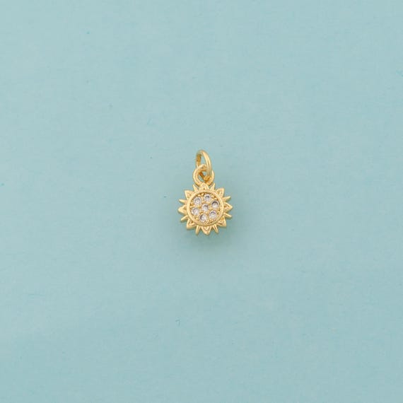 Gold CZ Mini Sun Charms,Celestial Jewelry,Sun Pendant for DIY Jewelry Making,18K Gold