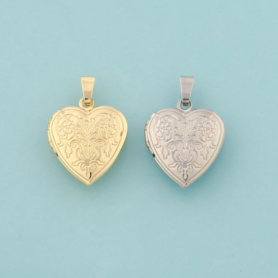 Gold Heart Charms,Love Jewelry,Photo Frame Pendant for DIY Jewelry Making,18K Gold