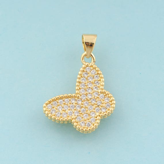 Gold CZ Butterfly Charms,Insect Jewelry,Butterfly Pendant for DIY Jewelry Making,18K Gold