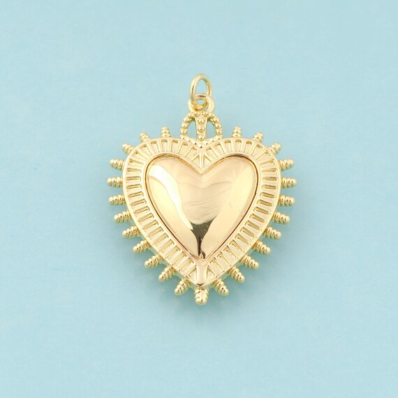 Gold Heart Charms,Minimalist Jewelry,Heart Pendant for DIY Jewelry Making,18K Gold