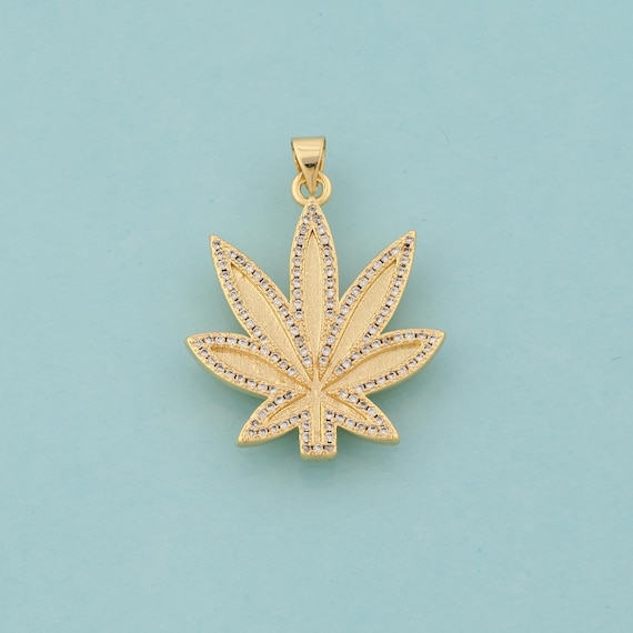 Gold CZ Maple Leaf Charms,Leaf Jewelry,Maple Leaf Pendant for DIY Jewelry Making,18K Gold