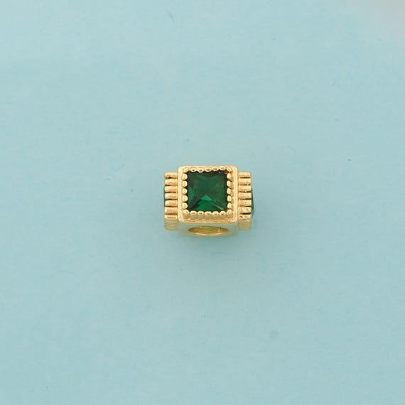 CZ Square Spacer Beads,Large Hole Beads,Square Beads for DIY Jewelry Making,18K Gold