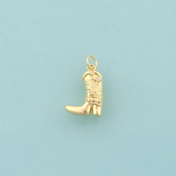 Gold CZ High Heel Boots Charms,High Heel Boots Jewelry,High Heel Boots Pendant for DIY Jewelry Making,18K Gold