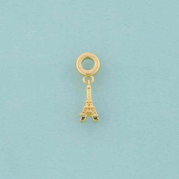 Gold CZ Eiffel Tower Charms,Architectural Jewelry,Eiffel Tower Pendant for DIY Jewelry Making,18K Gold