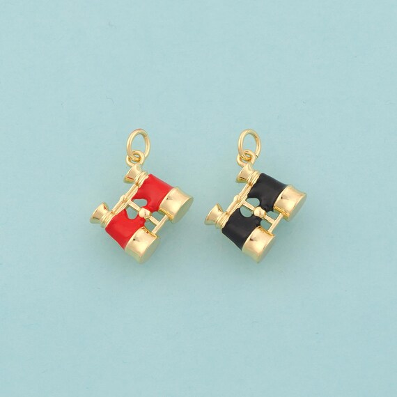 Gold Telescope Charms,Telescope Jewelry,Enamel Telescope Pendant for DIY Jewelry Making,18K Gold
